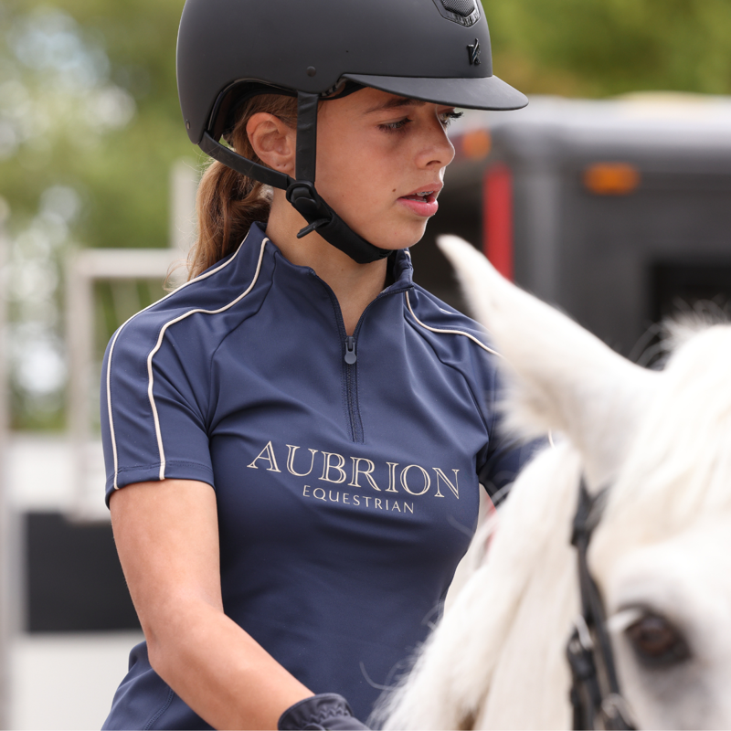 Aubrion Equestrian Young Rider Short Sleeve Base Layer - Midnight-8
