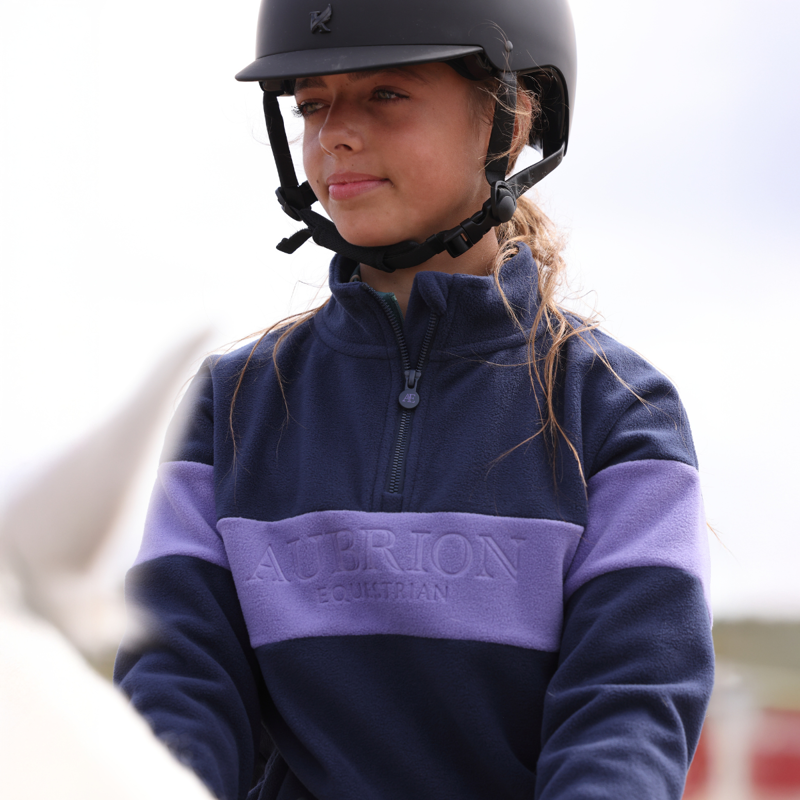 Aubrion Equestrian Young Rider Quarter Zip Fleece - Midnight/Heather-7