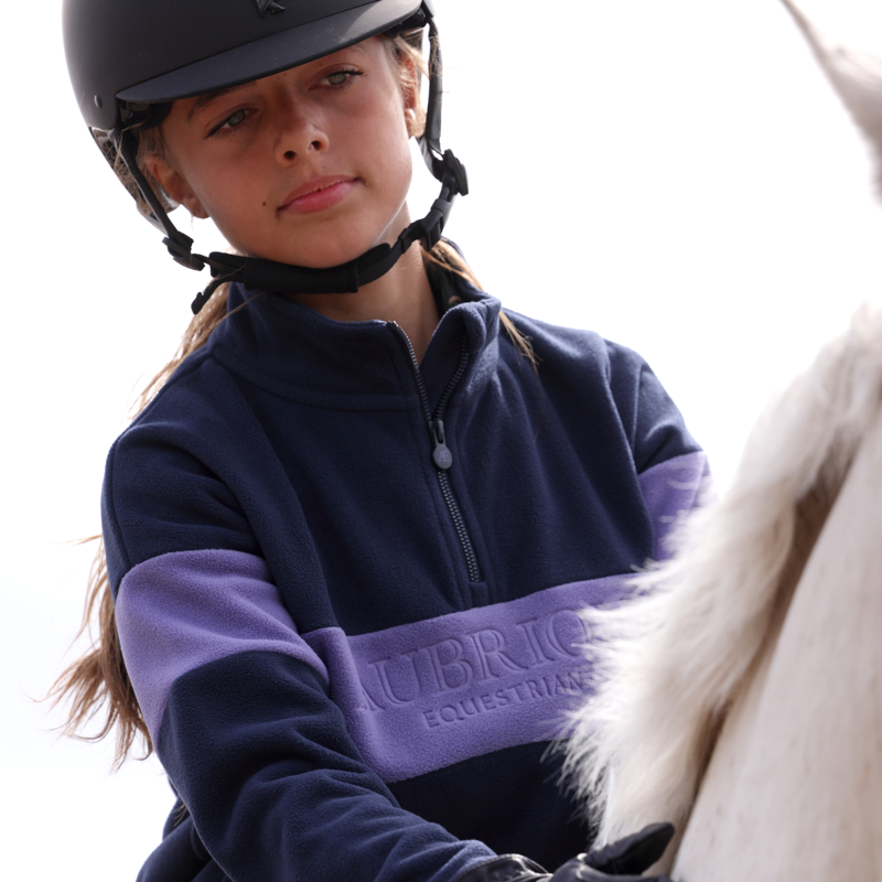 Aubrion Equestrian Young Rider Quarter Zip Fleece - Midnight/Heather-8