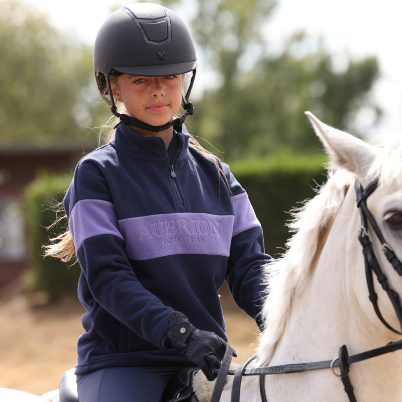 Aubrion Equestrian Young Rider Quarter Zip Fleece - Midnight/Heather-9