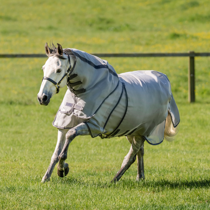 Horseware Rambo Optimo Protector Plus - Silver/Thunderstorm Grey/Silver-2
