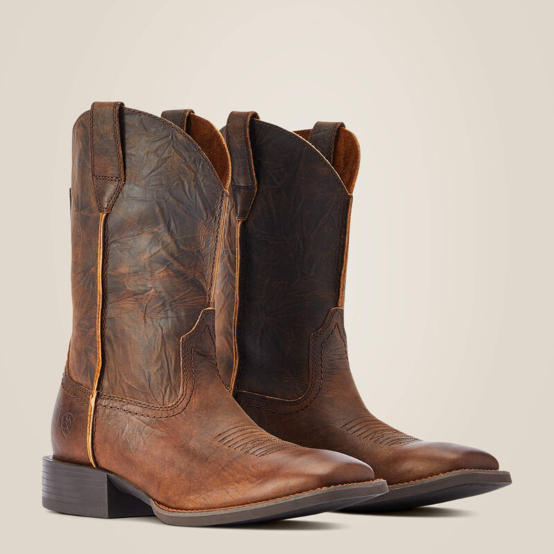 Ariat Men's Sport Rambler Wide Square Toe Western Boot - Bartop Brown-6
