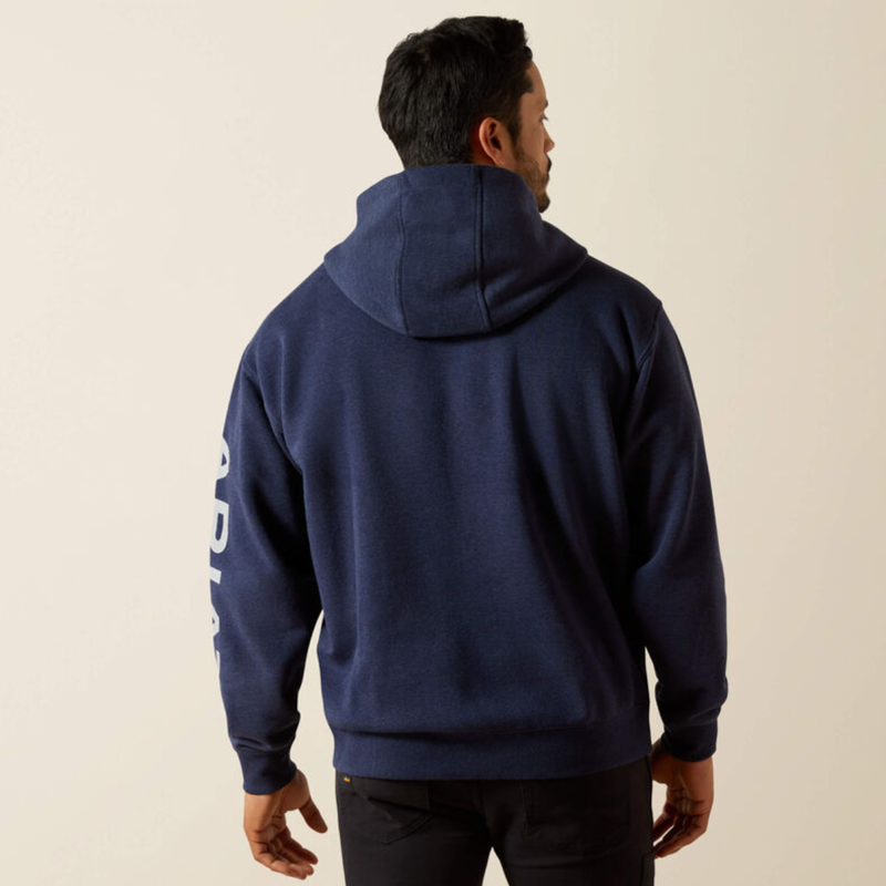 Ariat Men's Rebar Lightweight Logo Hoodie - Navy Heather/Alloy-1