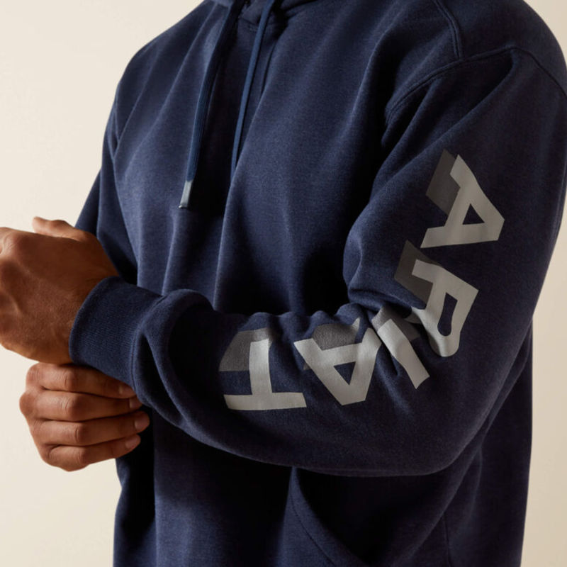 Ariat Men's Rebar Lightweight Logo Hoodie - Navy Heather/Alloy-3