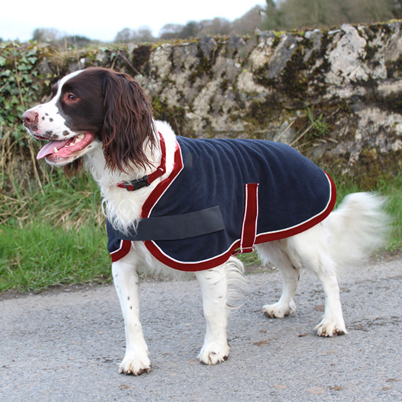 Mackey Buddy Fleece Dog Coat - Navy/Burgundy