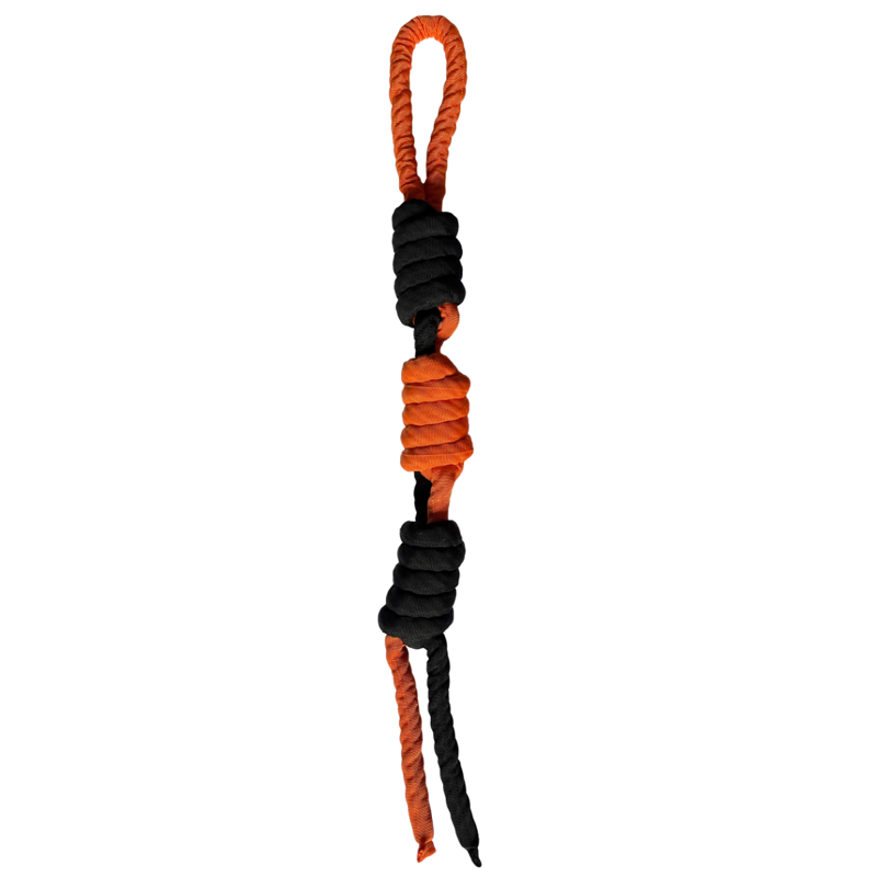Hem and Boo Bite Resistant Covered Rope 3 Braided Rope Tug - Black/Orange - 70cm