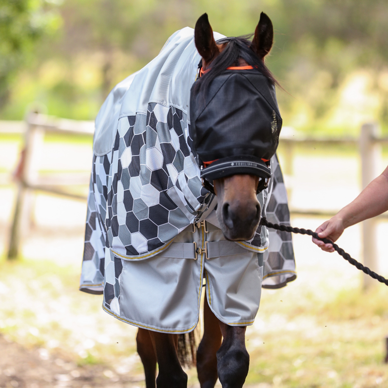 Equilibrium Field Relief Waterproof Detachable Neck Fly Rug - Grey/White-2