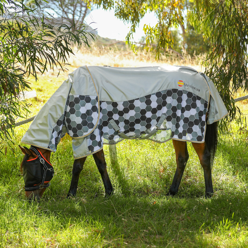 Equilibrium Field Relief Waterproof Detachable Neck Fly Rug - Grey/White-1