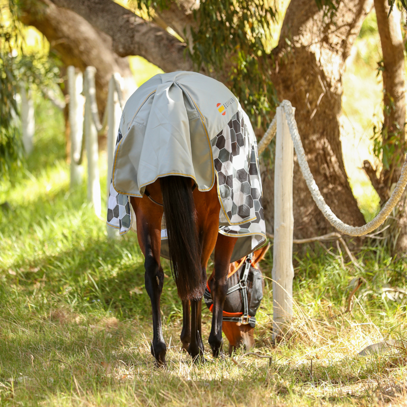 Equilibrium Field Relief Waterproof Detachable Neck Fly Rug - Grey/White-3