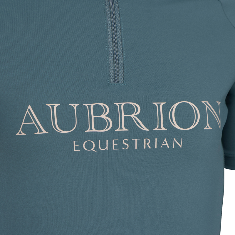Aubrion Equestrian Young Rider Short Sleeve Base Layer - Thyme-3