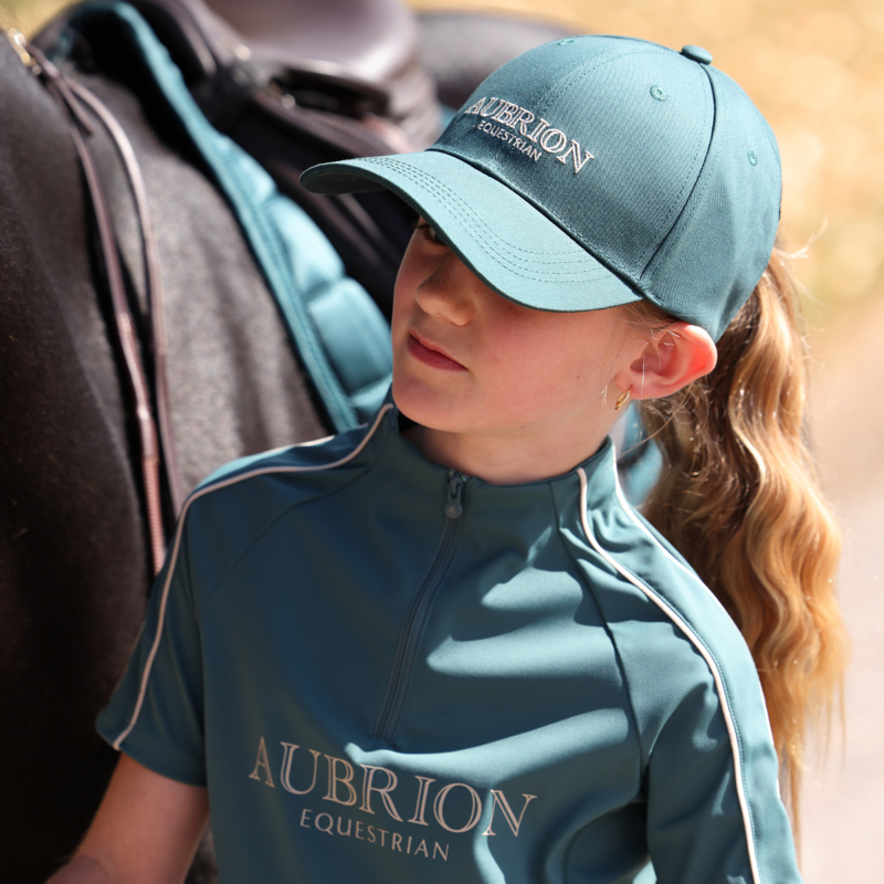 Aubrion Equestrian Young Rider Short Sleeve Base Layer - Thyme-7
