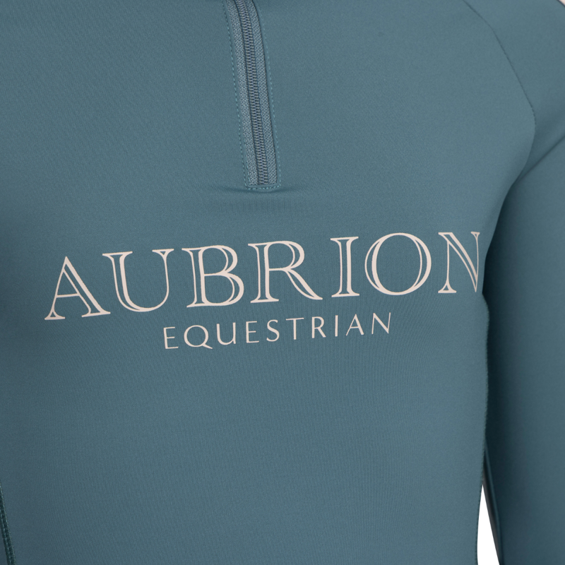 Aubrion Equestrian Young Rider Long Sleeve Base Layer - Thyme-5