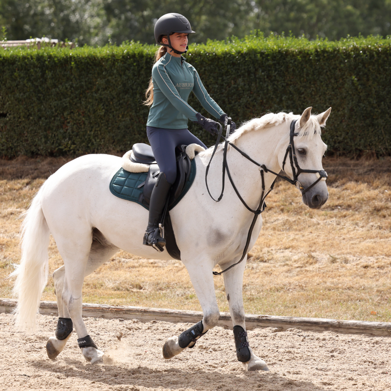 Aubrion Equestrian Young Rider Long Sleeve Base Layer - Thyme-9