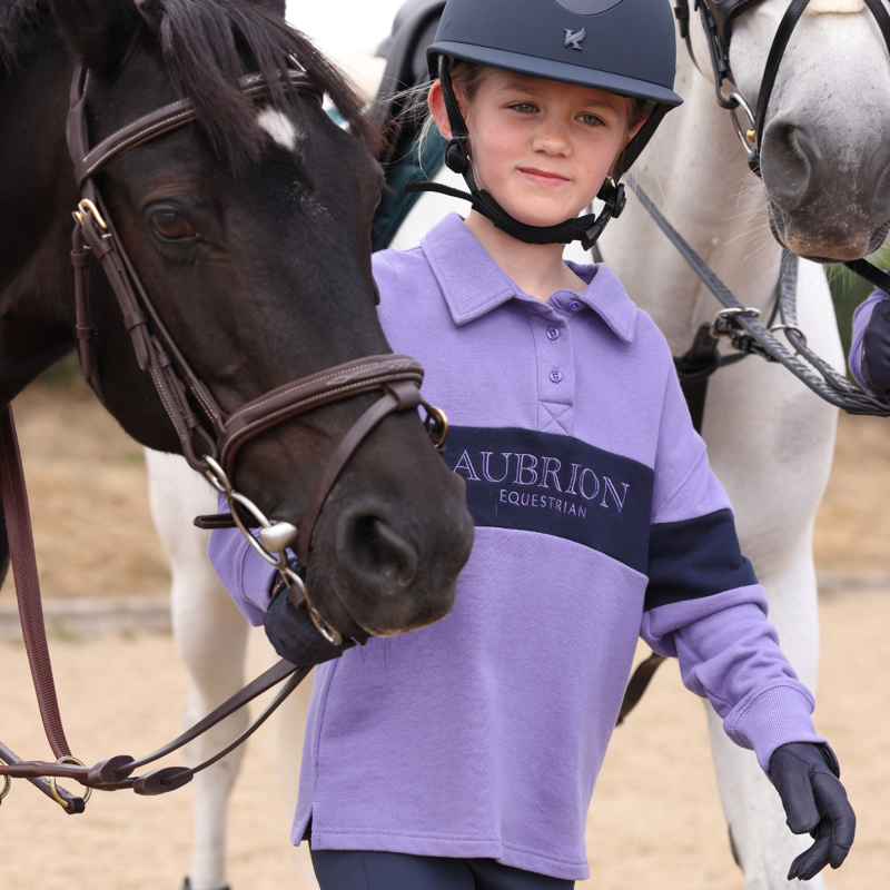 Aubrion Equestrian Young Rider Button Sweatshirt - Midnight/Heather-6