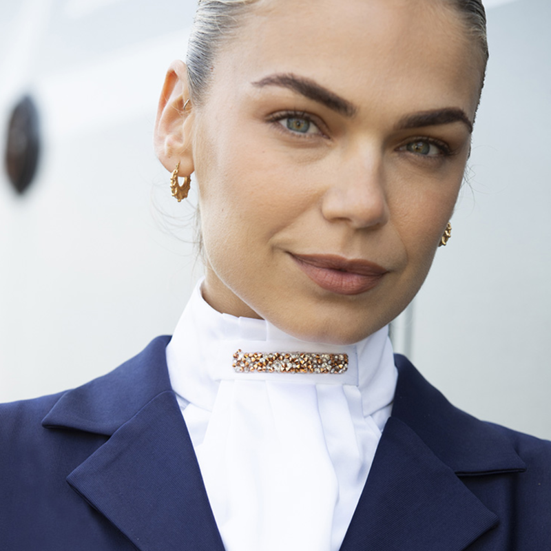 Equetech Deluxe Ready-Tied Stock - Rose Gold Crystal-1