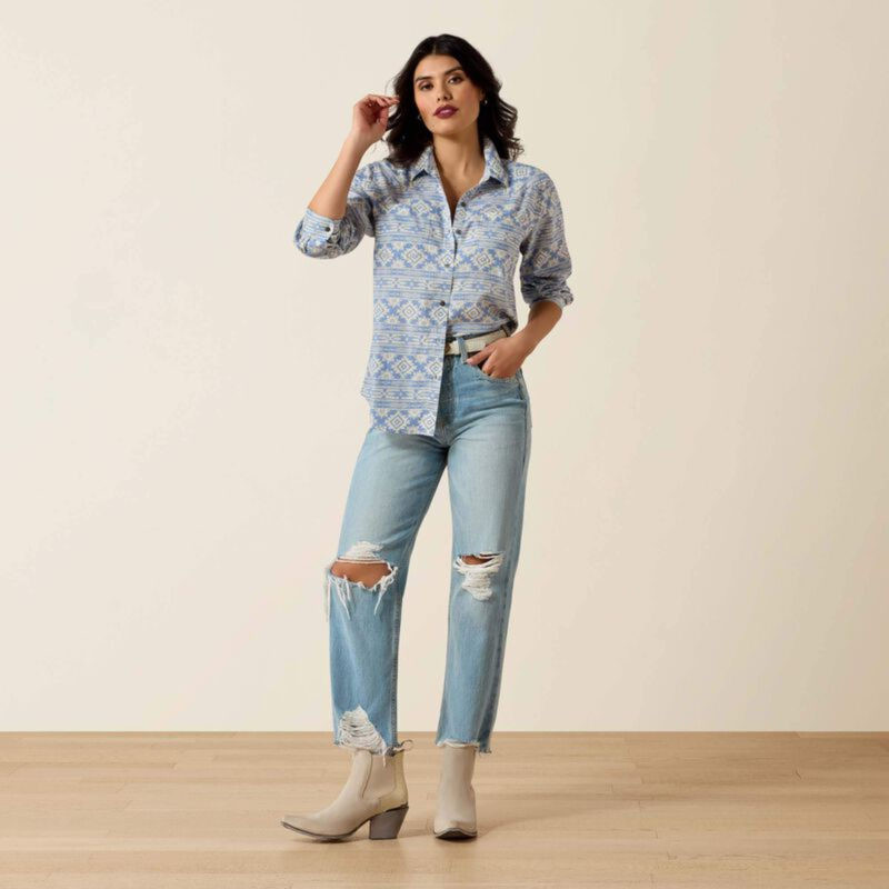 Ariat Women's Billie Jean Shirt - Ashleigh Blue Crystal Southwest-2