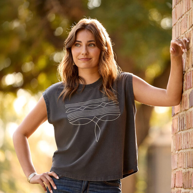 Ariat Women's Dallas Cropped T-Shirt - Charcoal Mineral Wash-1