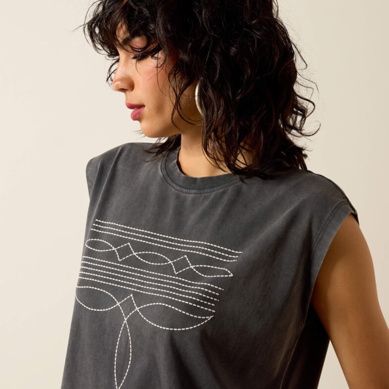 Ariat Women's Dallas Cropped T-Shirt - Charcoal Mineral Wash-4