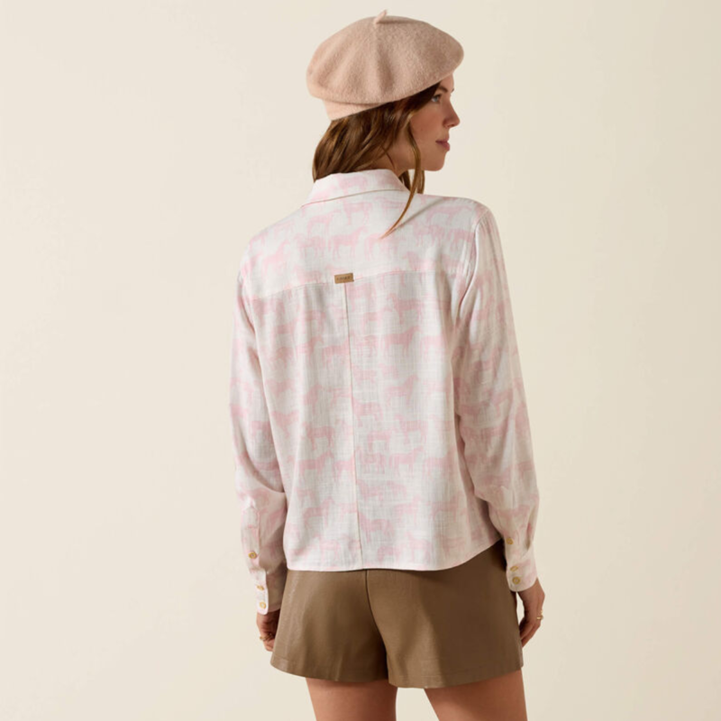 Ariat Women's Rudford Shirt - Icy Pink Horse Print-1