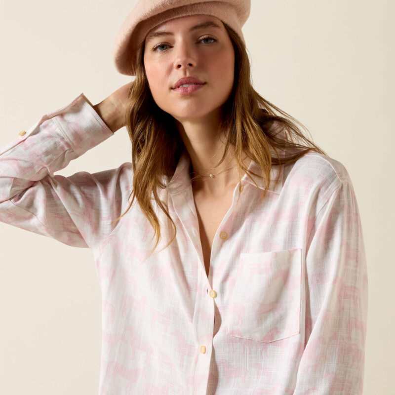 Ariat Women's Rudford Shirt - Icy Pink Horse Print-4