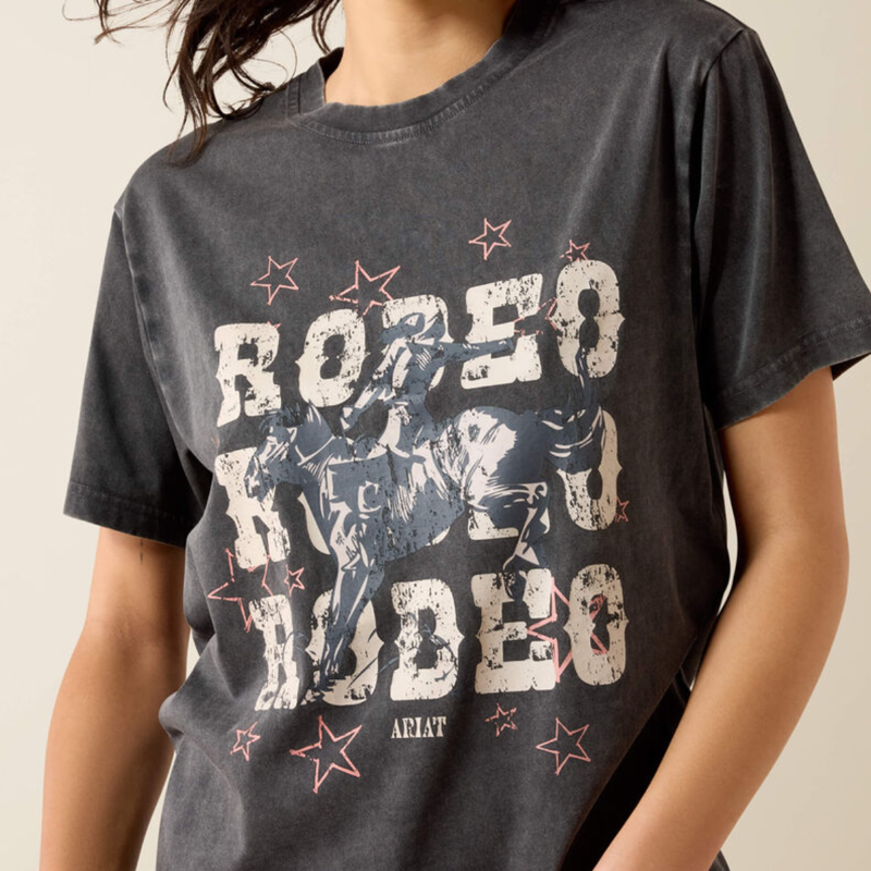 Ariat Women's Star Spangled Rodeo T-shirt - Charcoal Mineral Wash-3