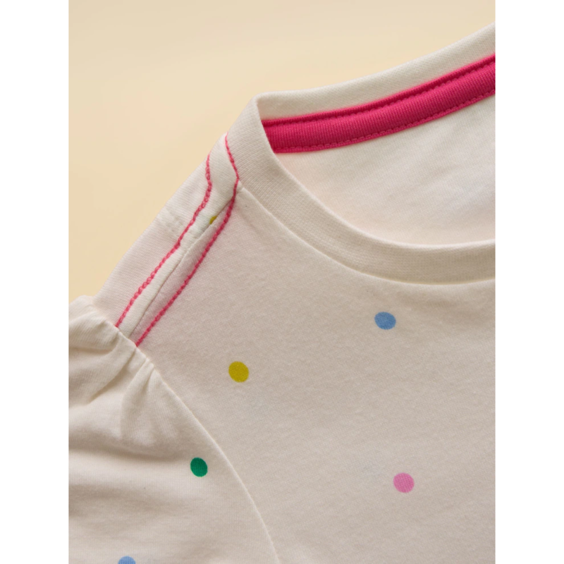 Joules Girls' Astra Applique Cotton T-Shirt - White Dogs-3