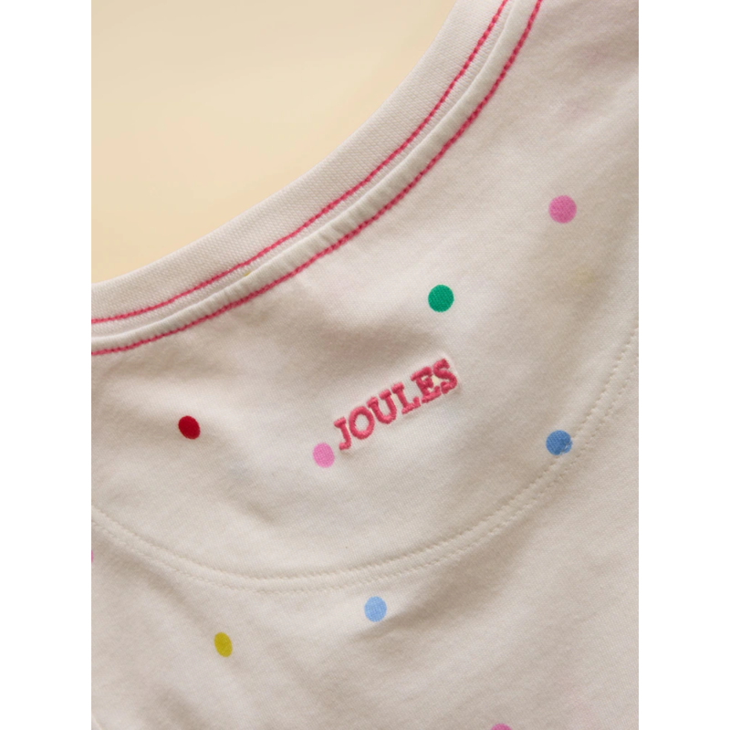 Joules Girls' Astra Applique Cotton T-Shirt - White Dogs-4