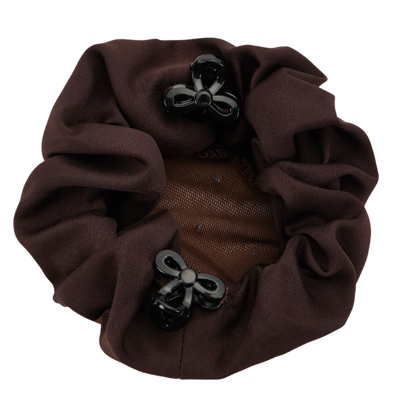 LeMieux Scrunchie with Crystal Hair Net - Brown/Brown-1