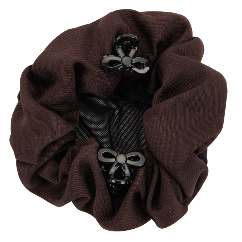 LeMieux Scrunchie with Crystal Hair Net - Brown/Black-1