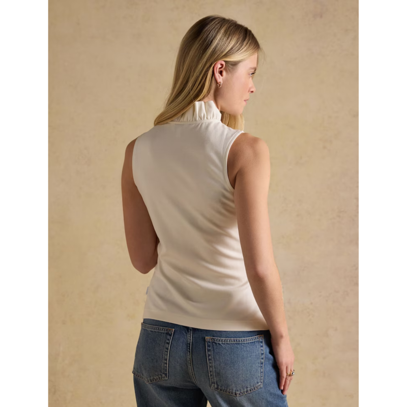 Joules Ladies Heidi Sleeveless Frill Jersey Top - Cream-2