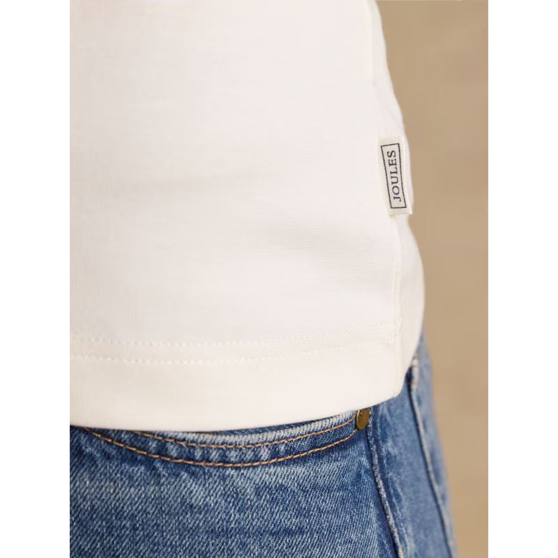 Joules Ladies Heidi Sleeveless Frill Jersey Top - Cream-5