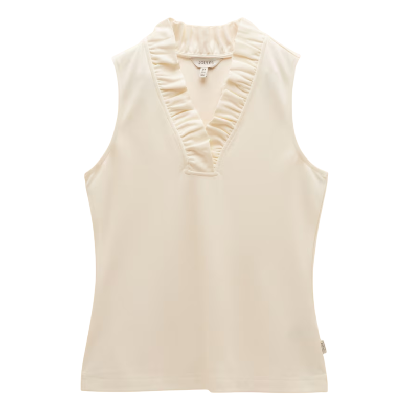 Joules Ladies Heidi Sleeveless Frill Jersey Top - Cream