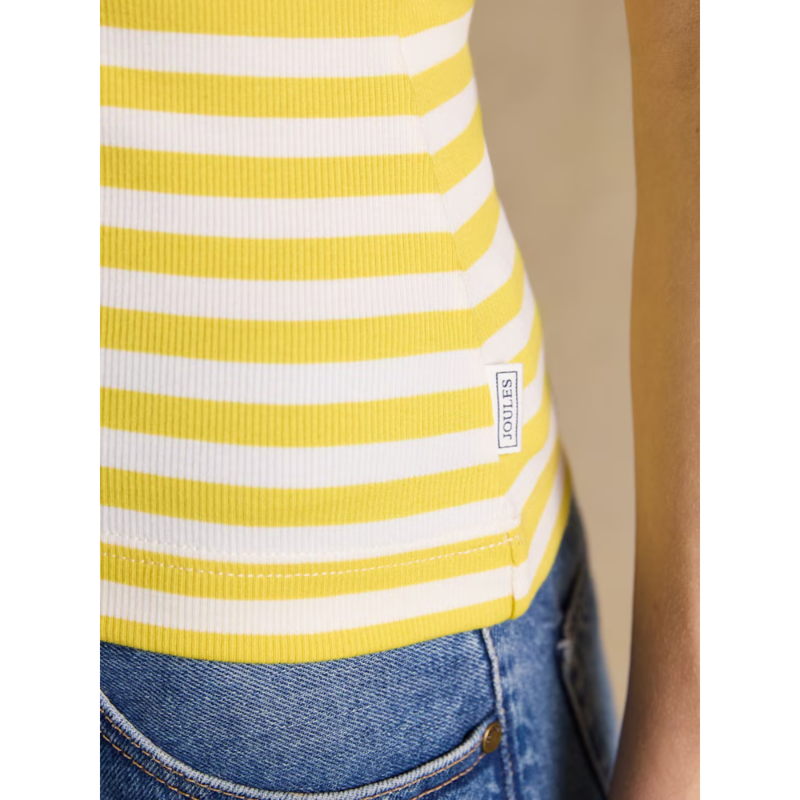 Joules Ladies Sophie Short Sleeve Ribbed T-Shirt - Yellow Stripe-6