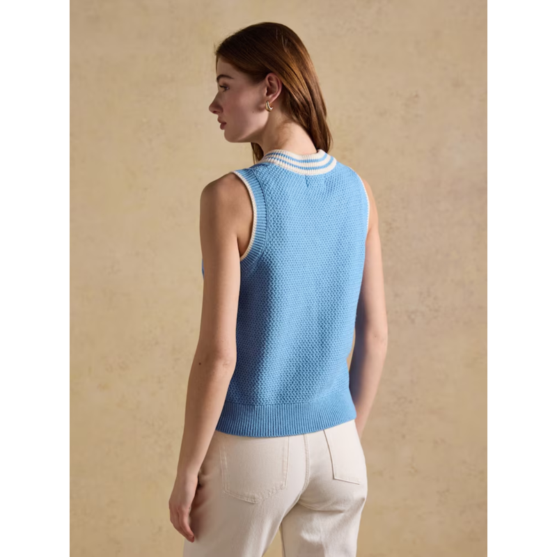 Joules Ladies Cable Knit Cricket Vest - Blue-3