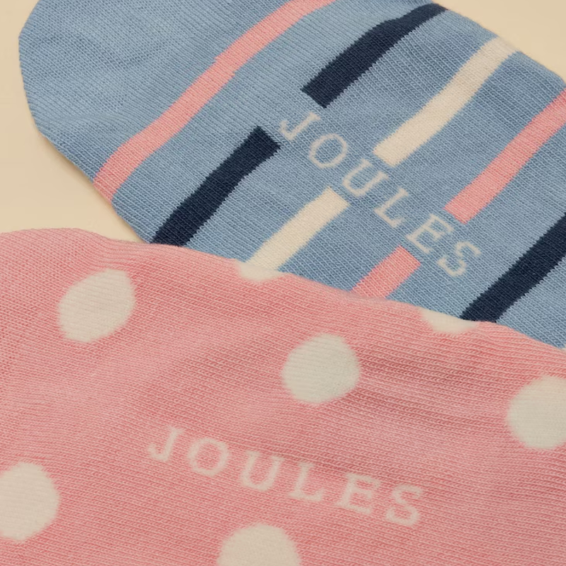 Joules Ladies Bessie Invisible Socks 2 Pack - Pink Blue-1