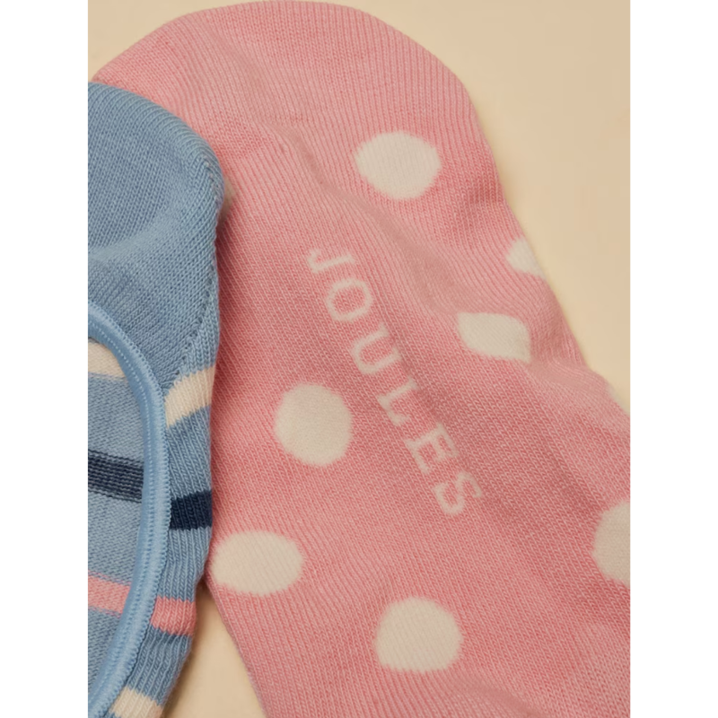 Joules Ladies Bessie Invisible Socks 2 Pack - Pink Blue-2