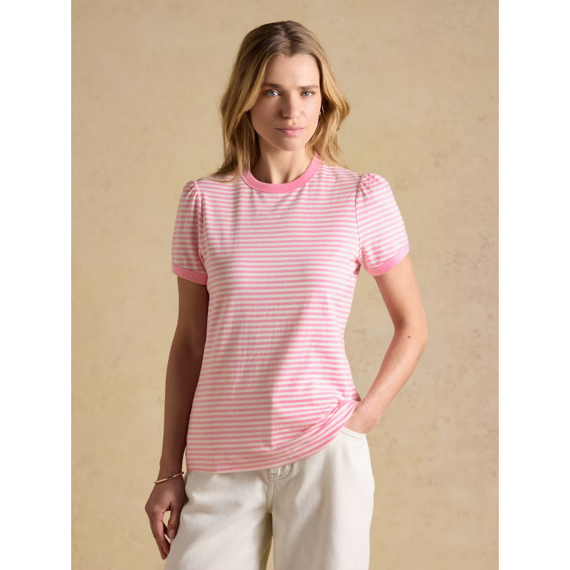 Joules Ladies Erin T-Shirt - Pink Stripe-1