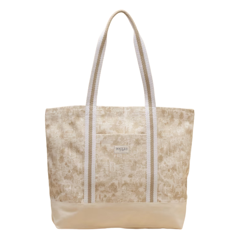 Joules Ladies Promenade Beach Bag - Neutral Toile De Jouy