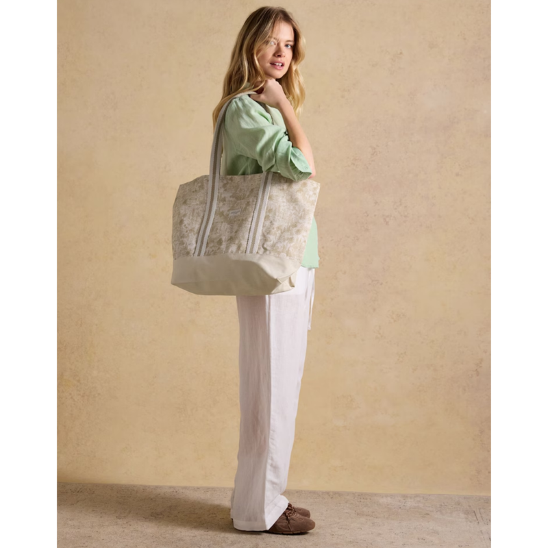 Joules Ladies Promenade Beach Bag - Neutral Toile De Jouy-2