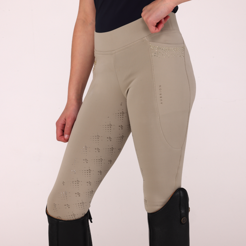 Aubrion Young Rider Optima GX Riding Tights - Beige-4