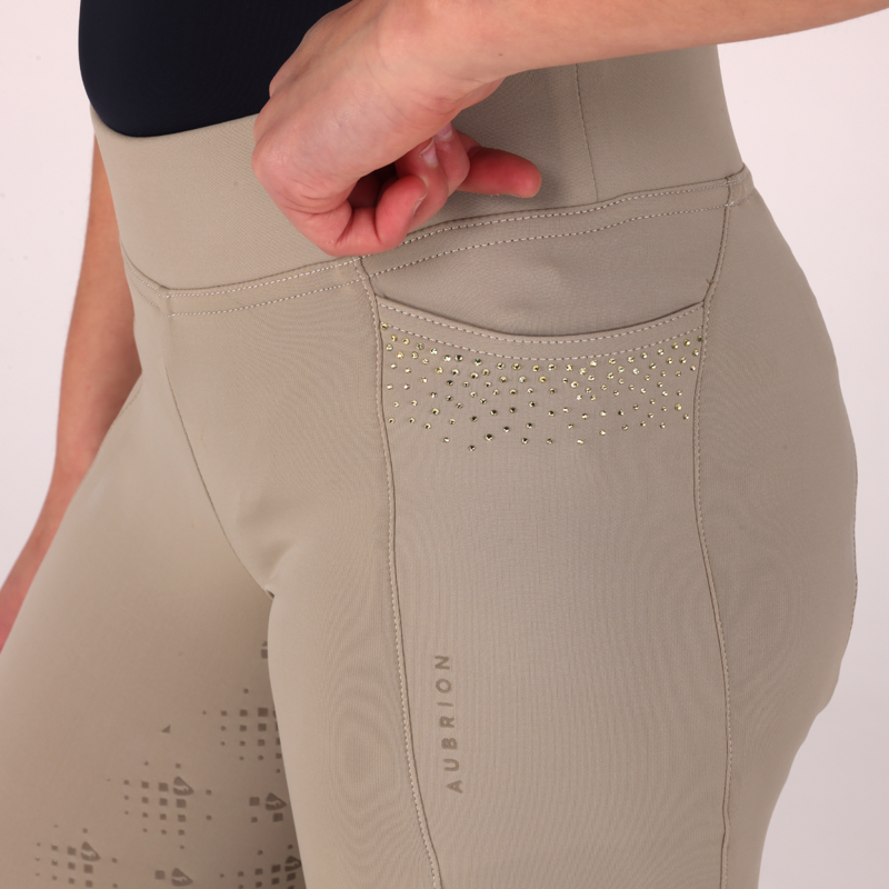 Aubrion Young Rider Optima GX Riding Tights - Beige-5