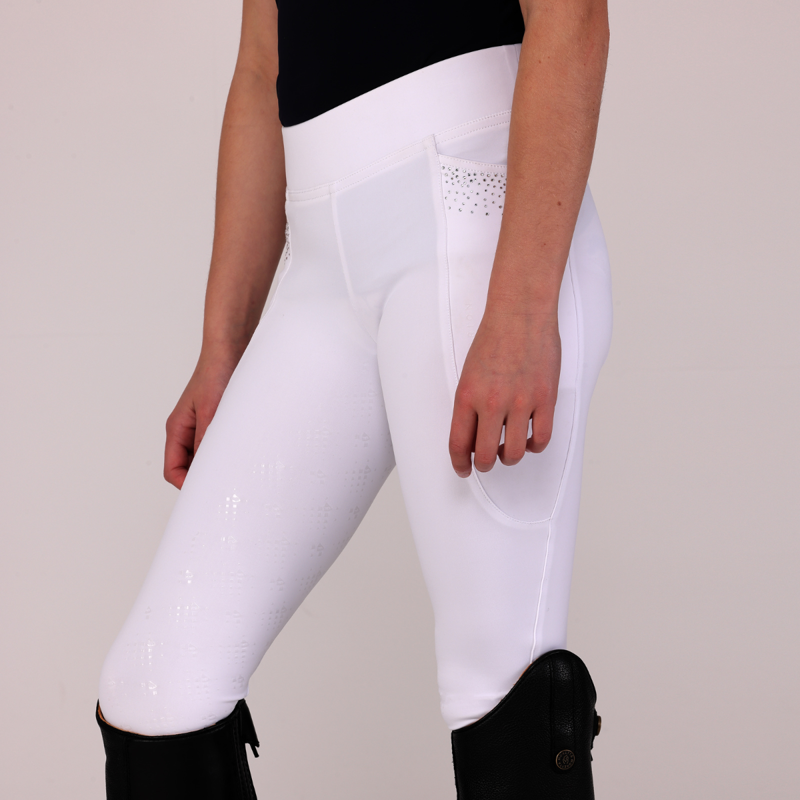 Aubrion Young Rider Optima GX Riding Tights - White-3