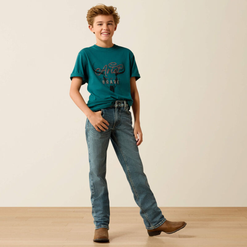Ariat Youth Cattle Skull Freedom T-Shirt - Mediterranean-3