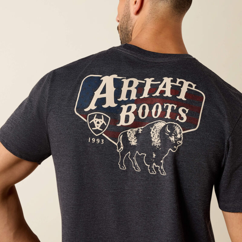 Ariat Men's American Bison Classic Fit T-Shirt - Charcoal Heather-3