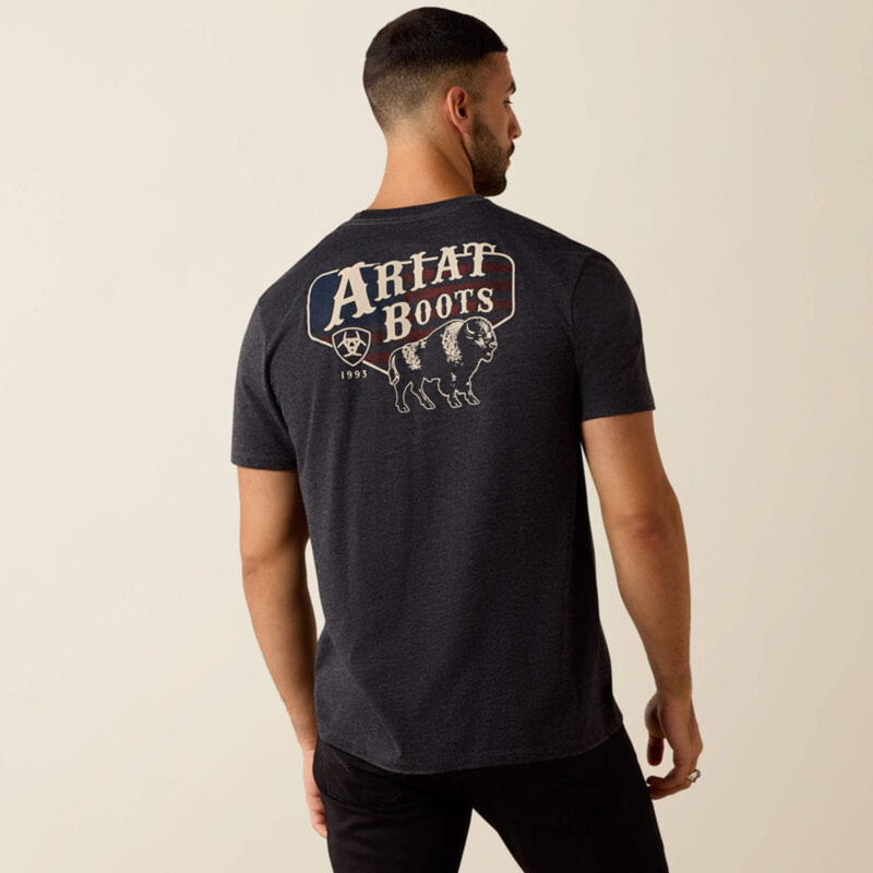 Ariat Men's American Bison Classic Fit T-Shirt - Charcoal Heather-1
