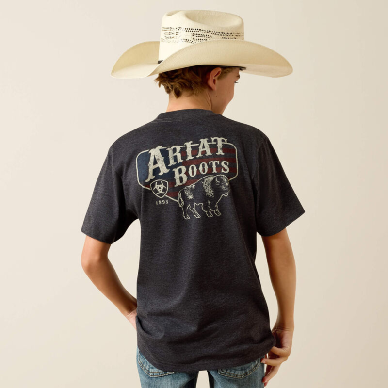 Ariat Youth American Bison T-Shirt - Charcoal Heather-1