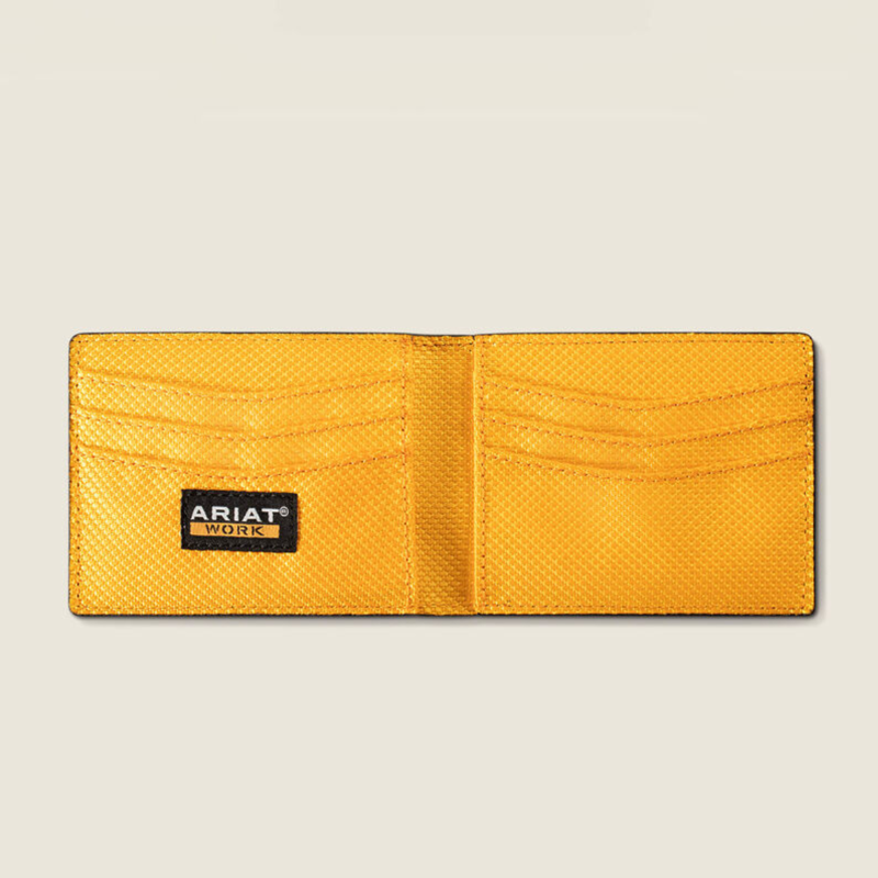 Ariat Men's Work Bottle Opener Clip Leather Bifold Wallet - Black-1