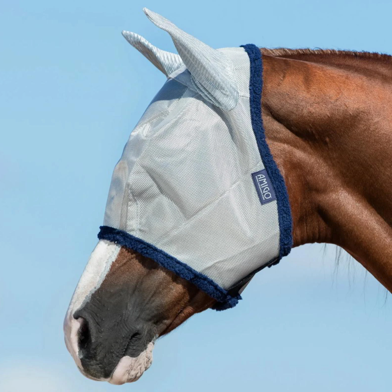 Horseware Amigo Fly Mask - Silver/Navy