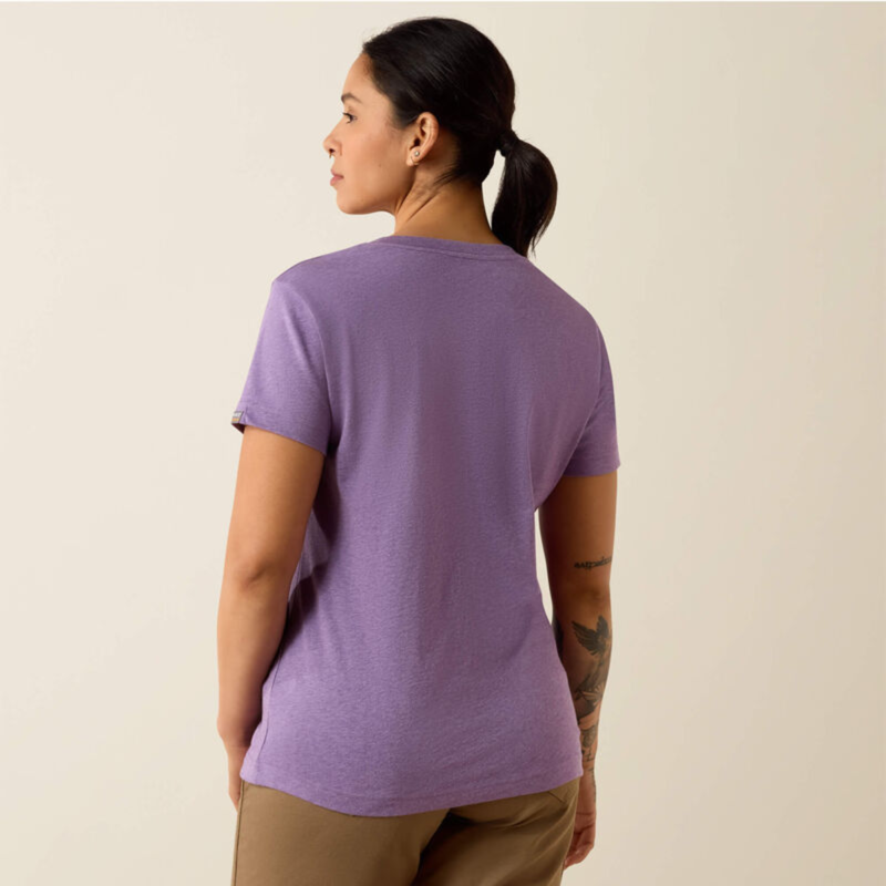 Ariat Women's Rebar Cotton Strong Standard V-Neck T-Shirt - Mulled Grape Heather-3