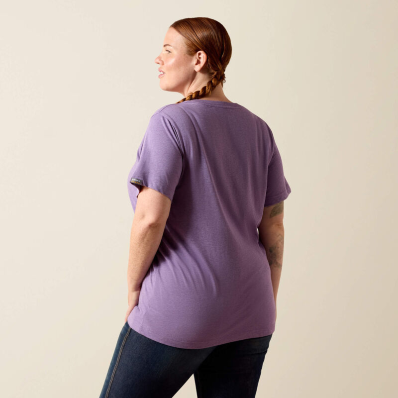 Ariat Women's Rebar Cotton Strong Standard V-Neck T-Shirt - Mulled Grape Heather-1